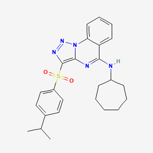 molecular formula C25H29N5O2S B2593498 N-cycloheptyl-3-[4-(propan-2-yl)benzenesulfonyl]-[1,2,3]triazolo[1,5-a]quinazolin-5-amine CAS No. 866726-86-5