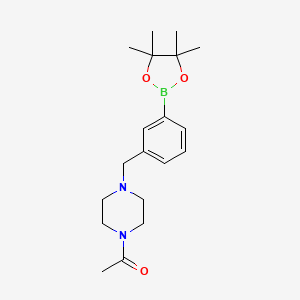molecular formula C19H29BN2O3 B2593502 1-(4-{[3-(Tetramethyl-1,3,2-dioxaborolan-2-yl)phenyl]methyl}piperazin-1-yl)ethan-1-one CAS No. 1416367-07-1