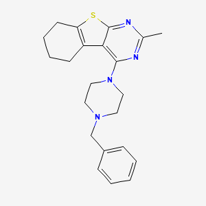 molecular formula C22H26N4S B2593505 4-(4-Benzylpiperazin-1-yl)-2-methyl-5,6,7,8-tetrahydro-[1]benzothiolo[2,3-d]pyrimidine CAS No. 423143-21-9
