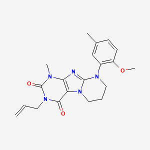 molecular formula C20H23N5O3 B2593506 9-(2-methoxy-5-methylphenyl)-1-methyl-3-prop-2-enyl-7,8-dihydro-6H-purino[7,8-a]pyrimidine-2,4-dione CAS No. 887695-64-9