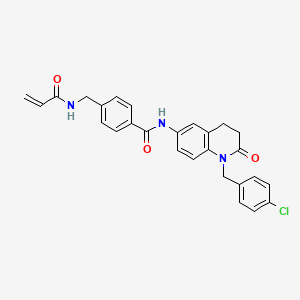 molecular formula C27H24ClN3O3 B2593509 N-{1-[(4-chlorophenyl)methyl]-2-oxo-1,2,3,4-tetrahydroquinolin-6-yl}-4-[(prop-2-enamido)methyl]benzamide CAS No. 1648382-36-8