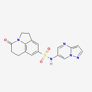 molecular formula C17H15N5O3S B2593515 4-oxo-N-(pyrazolo[1,5-a]pyrimidin-6-yl)-2,4,5,6-tetrahydro-1H-pyrrolo[3,2,1-ij]quinoline-8-sulfonamide CAS No. 2034505-11-6