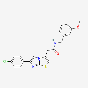 molecular formula C21H18ClN3O2S B2593517 2-(6-(4-chlorophenyl)imidazo[2,1-b]thiazol-3-yl)-N-(3-methoxybenzyl)acetamide CAS No. 897458-84-3