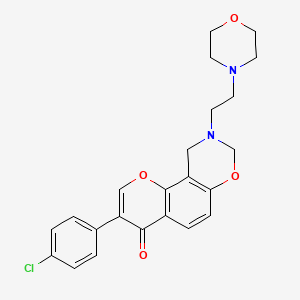molecular formula C23H23ClN2O4 B2593522 3-(4-chlorophenyl)-9-(2-morpholinoethyl)-9,10-dihydrochromeno[8,7-e][1,3]oxazin-4(8H)-one CAS No. 929444-77-9
