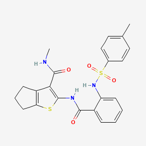 molecular formula C23H23N3O4S2 B2593529 N-methyl-2-[2-(4-methylbenzenesulfonamido)benzamido]-4H,5H,6H-cyclopenta[b]thiophene-3-carboxamide CAS No. 868965-66-6