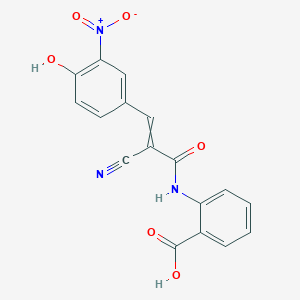 molecular formula C17H11N3O6 B2593530 2-[2-Cyano-3-(4-hydroxy-3-nitrophenyl)prop-2-enamido]benzoic acid CAS No. 1054515-15-9