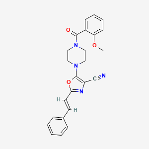 (E)-5-(4-(2-methoxybenzoyl)piperazin-1-yl)-2-styryloxazole-4-carbonitrile
