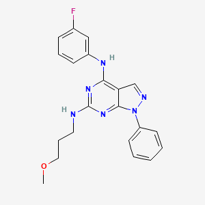 molecular formula C21H21FN6O B2593547 N4-(3-fluorophenyl)-N6-(3-methoxypropyl)-1-phenyl-1H-pyrazolo[3,4-d]pyrimidine-4,6-diamine CAS No. 1005297-00-6