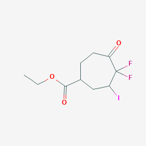 molecular formula C10H13F2IO3 B2593567 Ethyl 4,4-difluoro-3-iodo-5-oxocycloheptane-1-carboxylate CAS No. 2230803-62-8