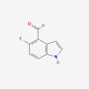 molecular formula C9H6FNO B2593570 1H-吲哚-4-甲醛, 5-氟- CAS No. 1374873-57-0