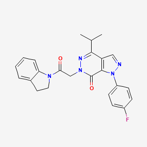 molecular formula C24H22FN5O2 B2593578 1-(4-fluorophenyl)-6-(2-(indolin-1-yl)-2-oxoethyl)-4-isopropyl-1H-pyrazolo[3,4-d]pyridazin-7(6H)-one CAS No. 946204-21-3