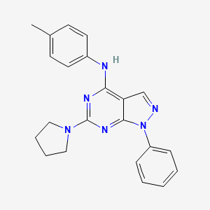 molecular formula C22H22N6 B2593580 N-(4-methylphenyl)-1-phenyl-6-(pyrrolidin-1-yl)-1H-pyrazolo[3,4-d]pyrimidin-4-amine CAS No. 896638-75-8