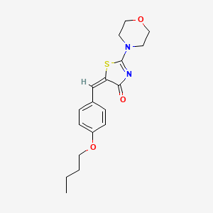 molecular formula C18H22N2O3S B2593582 (E)-5-(4-丁氧基苄基亚甲基)-2-吗啉基噻唑-4(5H)-酮 CAS No. 371232-74-5