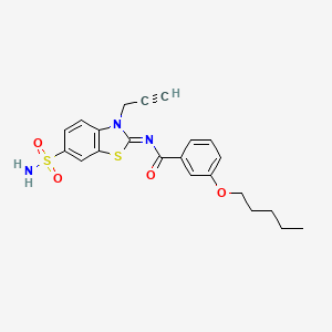 molecular formula C22H23N3O4S2 B2593585 3-pentoxy-N-(3-prop-2-ynyl-6-sulfamoyl-1,3-benzothiazol-2-ylidene)benzamide CAS No. 865182-33-8