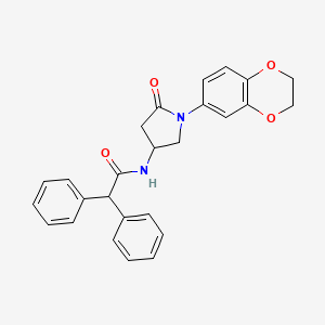 molecular formula C26H24N2O4 B2593589 N-[1-(2,3-dihydro-1,4-benzodioxin-6-yl)-5-oxopyrrolidin-3-yl]-2,2-diphenylacetamide CAS No. 896306-11-9