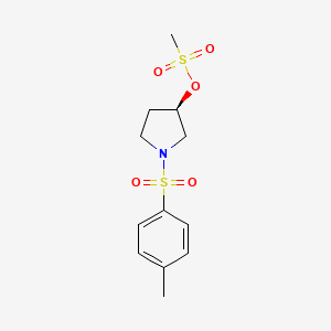 molecular formula C12H17NO5S2 B2593595 (3R)-1-[(4-甲基苯基)磺酰基]四氢-1H-吡咯-3-基甲磺酸酯 CAS No. 956187-93-2