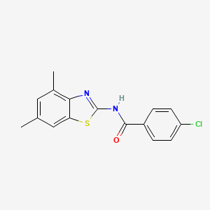 molecular formula C16H13ClN2OS B2593604 4-chloro-N-(4,6-dimethyl-1,3-benzothiazol-2-yl)benzamide CAS No. 313662-22-5