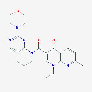 molecular formula C23H26N6O3 B2593605 1-ethyl-7-methyl-3-(2-morpholino-5,6,7,8-tetrahydropyrido[2,3-d]pyrimidine-8-carbonyl)-1,8-naphthyridin-4(1H)-one CAS No. 2188203-11-2
