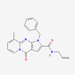 molecular formula C22H20N4O2 B2593606 N-allyl-1-benzyl-9-methyl-4-oxo-1,4-dihydropyrido[1,2-a]pyrrolo[2,3-d]pyrimidine-2-carboxamide CAS No. 896076-42-9