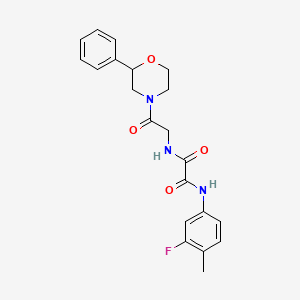 molecular formula C21H22FN3O4 B2593629 N'-(3-fluoro-4-methylphenyl)-N-[2-oxo-2-(2-phenylmorpholin-4-yl)ethyl]ethanediamide CAS No. 953950-84-0