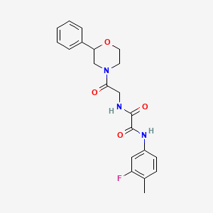 molecular formula C21H22FN3O4 B2593629 N1-(3-fluoro-4-methylphenyl)-N2-(2-oxo-2-(2-phenylmorpholino)ethyl)oxalamide CAS No. 953950-84-0