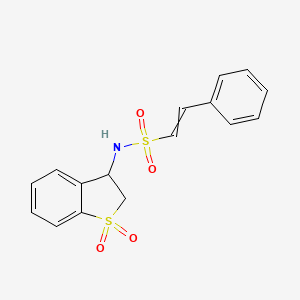 molecular formula C16H15NO4S2 B2593633 N-(1,1-dioxo-2,3-dihydro-1lambda6-benzothiophen-3-yl)-2-phenylethene-1-sulfonamide CAS No. 1384819-18-4