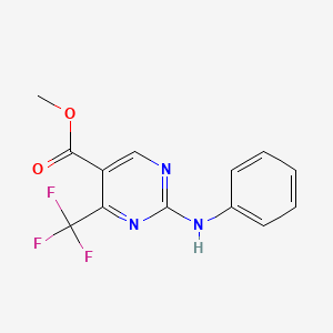 molecular formula C13H10F3N3O2 B2593644 Methyl 2-anilino-4-(trifluoromethyl)pyrimidine-5-carboxylate CAS No. 676594-29-9