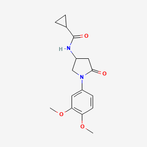molecular formula C16H20N2O4 B2593654 N-(1-(3,4-dimethoxyphenyl)-5-oxopyrrolidin-3-yl)cyclopropanecarboxamide CAS No. 900996-40-9