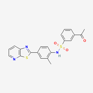molecular formula C21H17N3O3S2 B2593660 3-乙酰基-N-(2-甲基-4-(噻唑并[5,4-b]吡啶-2-基)苯基)苯磺酰胺 CAS No. 2309585-33-7