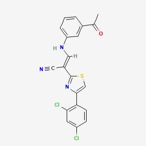 molecular formula C20H13Cl2N3OS B2593670 (E)-3-((3-acetylphenyl)amino)-2-(4-(2,4-dichlorophenyl)thiazol-2-yl)acrylonitrile CAS No. 683258-63-1