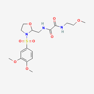 molecular formula C17H25N3O8S B2593671 N1-((3-((3,4-dimethoxyphenyl)sulfonyl)oxazolidin-2-yl)methyl)-N2-(2-methoxyethyl)oxalamide CAS No. 868983-06-6