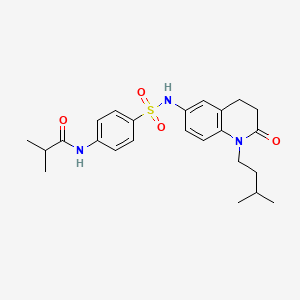 molecular formula C24H31N3O4S B2593704 N-(4-(N-(1-isopentyl-2-oxo-1,2,3,4-tetrahydroquinolin-6-yl)sulfamoyl)phenyl)isobutyramide CAS No. 941912-70-5
