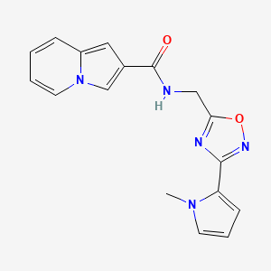 N-((3-(1-methyl-1H-pyrrol-2-yl)-1,2,4-oxadiazol-5-yl)methyl)indolizine-2-carboxamide