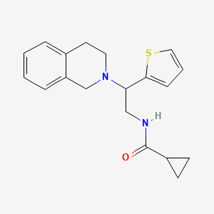 molecular formula C19H22N2OS B2593750 N-(2-(3,4-dihydroisoquinolin-2(1H)-yl)-2-(thiophen-2-yl)ethyl)cyclopropanecarboxamide CAS No. 898407-83-5