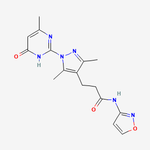 3-(3,5-dimethyl-1-(4-methyl-6-oxo-1,6-dihydropyrimidin-2-yl)-1H-pyrazol-4-yl)-N-(isoxazol-3-yl)propanamide