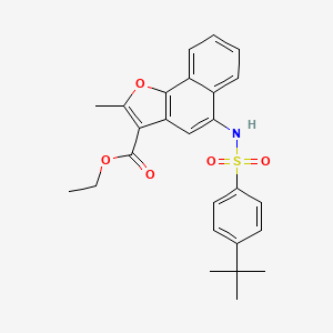 molecular formula C26H27NO5S B2593810 Ethyl 5-(4-tert-butylbenzenesulfonamido)-2-methylnaphtho[1,2-B]furan-3-carboxylate CAS No. 518317-36-7