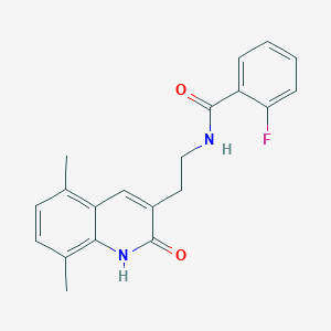 molecular formula C20H19FN2O2 B2593824 N-[2-(5,8-dimethyl-2-oxo-1,2-dihydroquinolin-3-yl)ethyl]-2-fluorobenzamide CAS No. 851406-64-9