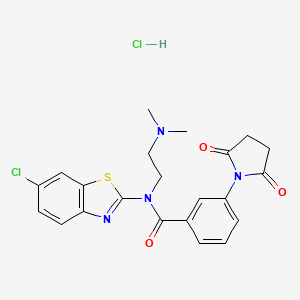 molecular formula C22H22Cl2N4O3S B2593828 N-(6-CHLORO-1,3-BENZOTHIAZOL-2-YL)-N-[2-(DIMETHYLAMINO)ETHYL]-3-(2,5-DIOXOPYRROLIDIN-1-YL)BENZAMIDE HYDROCHLORIDE CAS No. 1321720-29-9