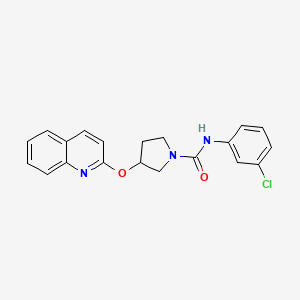 molecular formula C20H18ClN3O2 B2593870 N-(3-chlorophenyl)-3-(quinolin-2-yloxy)pyrrolidine-1-carboxamide CAS No. 2034493-99-5