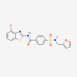 molecular formula C20H16FN3O4S2 B2593873 N-(4-fluoro-1,3-benzothiazol-2-yl)-4-{[(furan-2-yl)methyl](methyl)sulfamoyl}benzamide CAS No. 899735-33-2