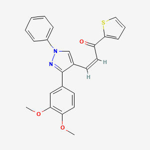 B2593875 (Z)-3-[3-(3,4-dimethoxyphenyl)-1-phenylpyrazol-4-yl]-1-thiophen-2-ylprop-2-en-1-one CAS No. 380457-12-5