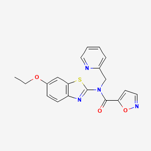 molecular formula C19H16N4O3S B2593960 N-(6-ethoxy-1,3-benzothiazol-2-yl)-N-[(pyridin-2-yl)methyl]-1,2-oxazole-5-carboxamide CAS No. 941913-94-6