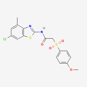molecular formula C17H15ClN2O4S2 B2593974 N-(6-chloro-4-methyl-1,3-benzothiazol-2-yl)-2-(4-methoxybenzenesulfonyl)acetamide CAS No. 941951-93-5