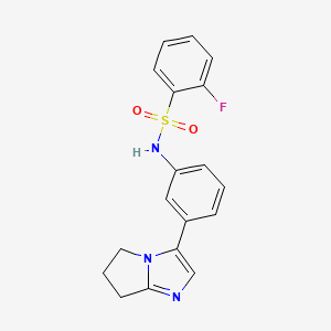 B2593981 N-(3-(6,7-dihydro-5H-pyrrolo[1,2-a]imidazol-3-yl)phenyl)-2-fluorobenzenesulfonamide CAS No. 1797289-84-9