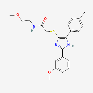 molecular formula C22H25N3O3S B2594029 N-(2-METHOXYETHYL)-2-{[2-(3-METHOXYPHENYL)-5-(4-METHYLPHENYL)-1H-IMIDAZOL-4-YL]SULFANYL}ACETAMIDE CAS No. 901259-54-9