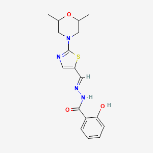 molecular formula C17H20N4O3S B2594032 N'-{(E)-[2-(2,6-dimethylmorpholino)-1,3-thiazol-5-yl]methylidene}-2-hydroxybenzenecarbohydrazide CAS No. 477868-57-8