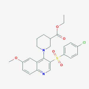 molecular formula C24H25ClN2O5S B2594046 ethyl 1-[3-(4-chlorobenzenesulfonyl)-6-methoxyquinolin-4-yl]piperidine-3-carboxylate CAS No. 866895-18-3