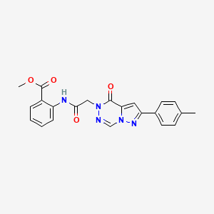 molecular formula C22H19N5O4 B2594054 Methyl 2-(2-(oxo-8-(p-tolyl)pyrazolo[1,5-d][1,2,4]triazin-1-yl)acetamido)benzoate CAS No. 1021079-07-1