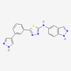 molecular formula C18H13N7S B2594060 N-(1H-Indazol-5-yl)-5-[3-(1H-pyrazol-4-yl)phenyl]-1,3,4-thiadiazol-2-amine CAS No. 1995066-26-6