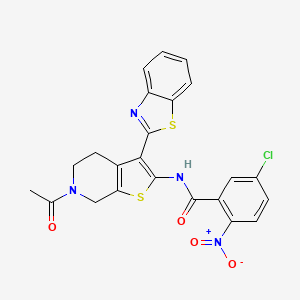 molecular formula C23H17ClN4O4S2 B2594151 N-(6-acetyl-3-(benzo[d]thiazol-2-yl)-4,5,6,7-tetrahydrothieno[2,3-c]pyridin-2-yl)-5-chloro-2-nitrobenzamide CAS No. 864860-03-7